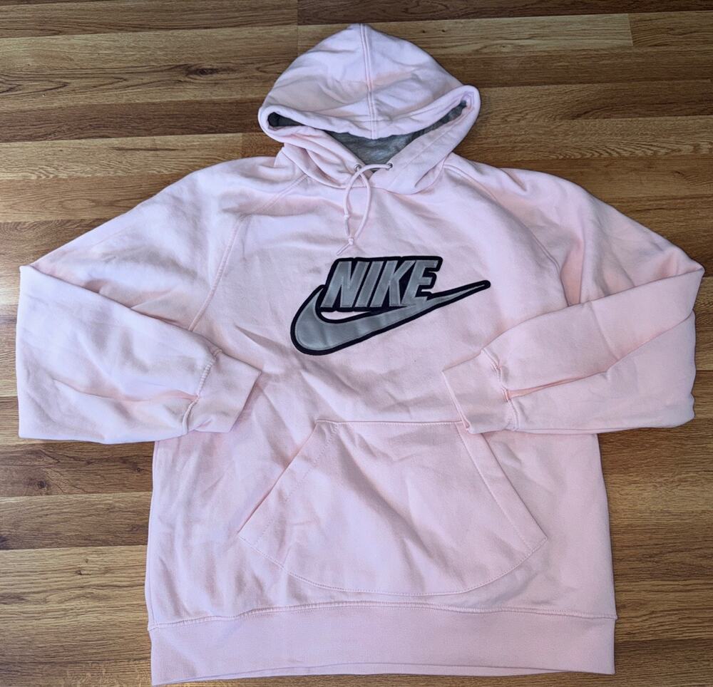 VTG y2k 2000’s retro Nike swoosh hoodie Skater Gym Embroidered Logo Sz L Pink